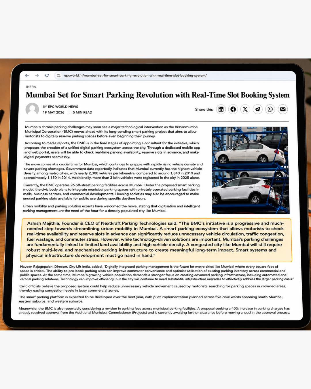 smart parking project in mumbai